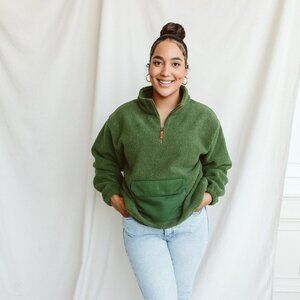Goumi Adult Sherpa Zip Pullover, Spruce, Size XS/S